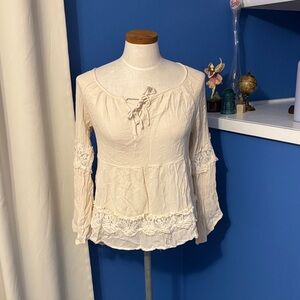 Hollister Cream Lace Detail Blouse